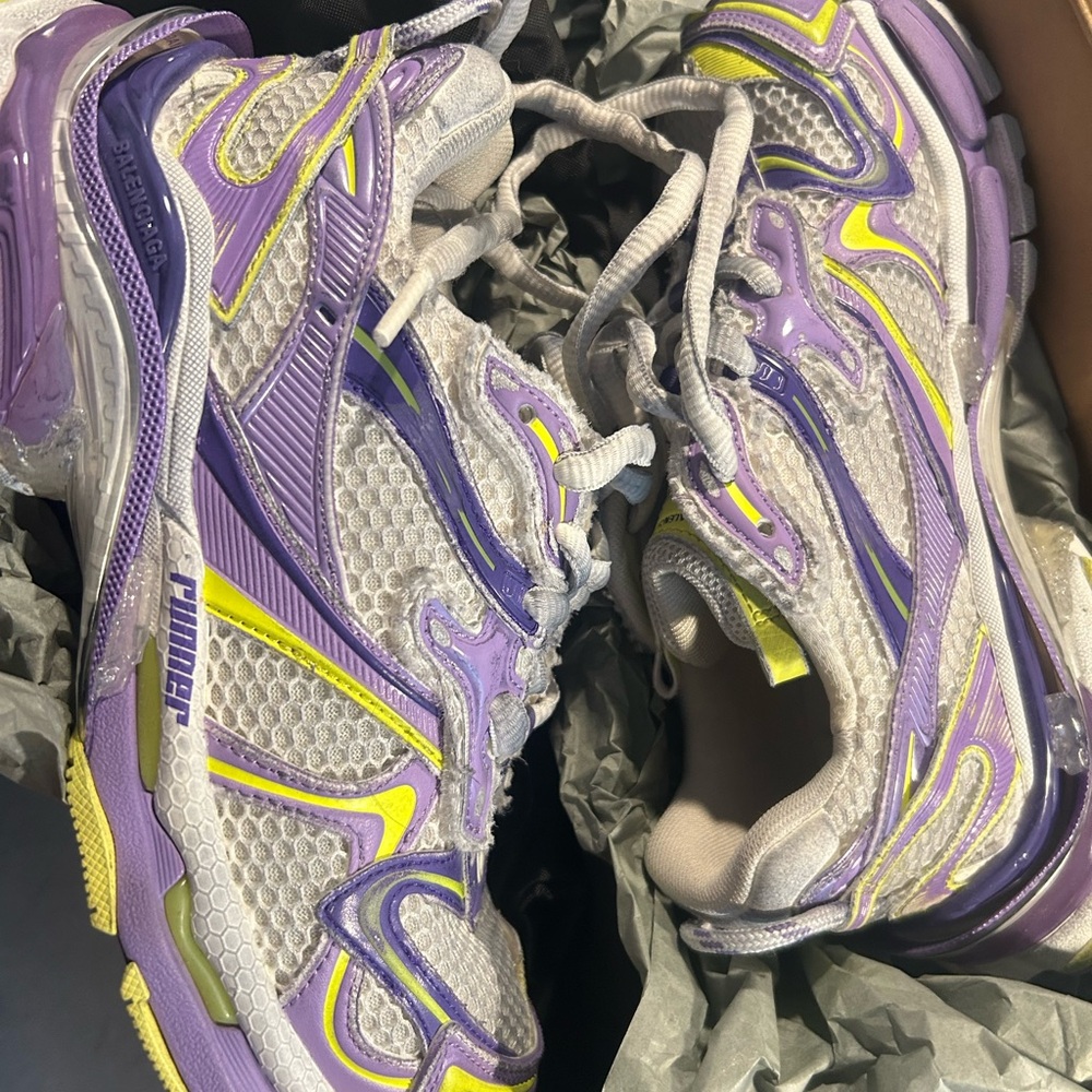 Balenciaga Women's Purple and Yellow Athletic Shoes